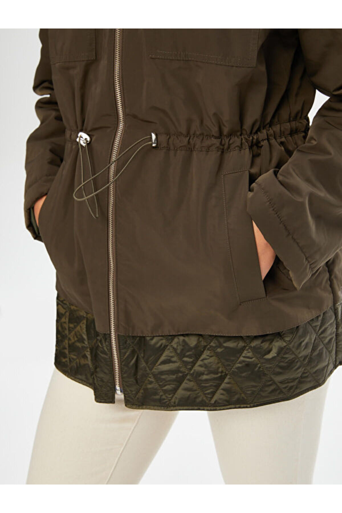 Faik Sönmez  Beli Tünelli Kapüşonlu Kapitone Kaban 69423 - Görsel 8