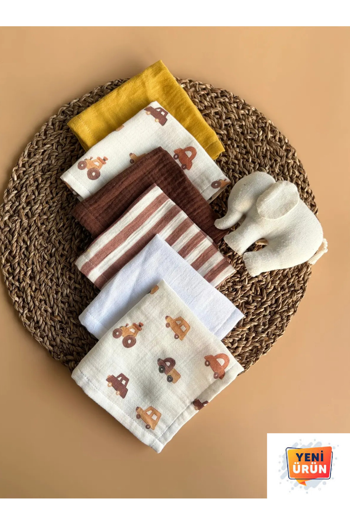 ToprikoKids Baby Cars %100 Pamuk 6’lı Organik Ağız Mendili Seti