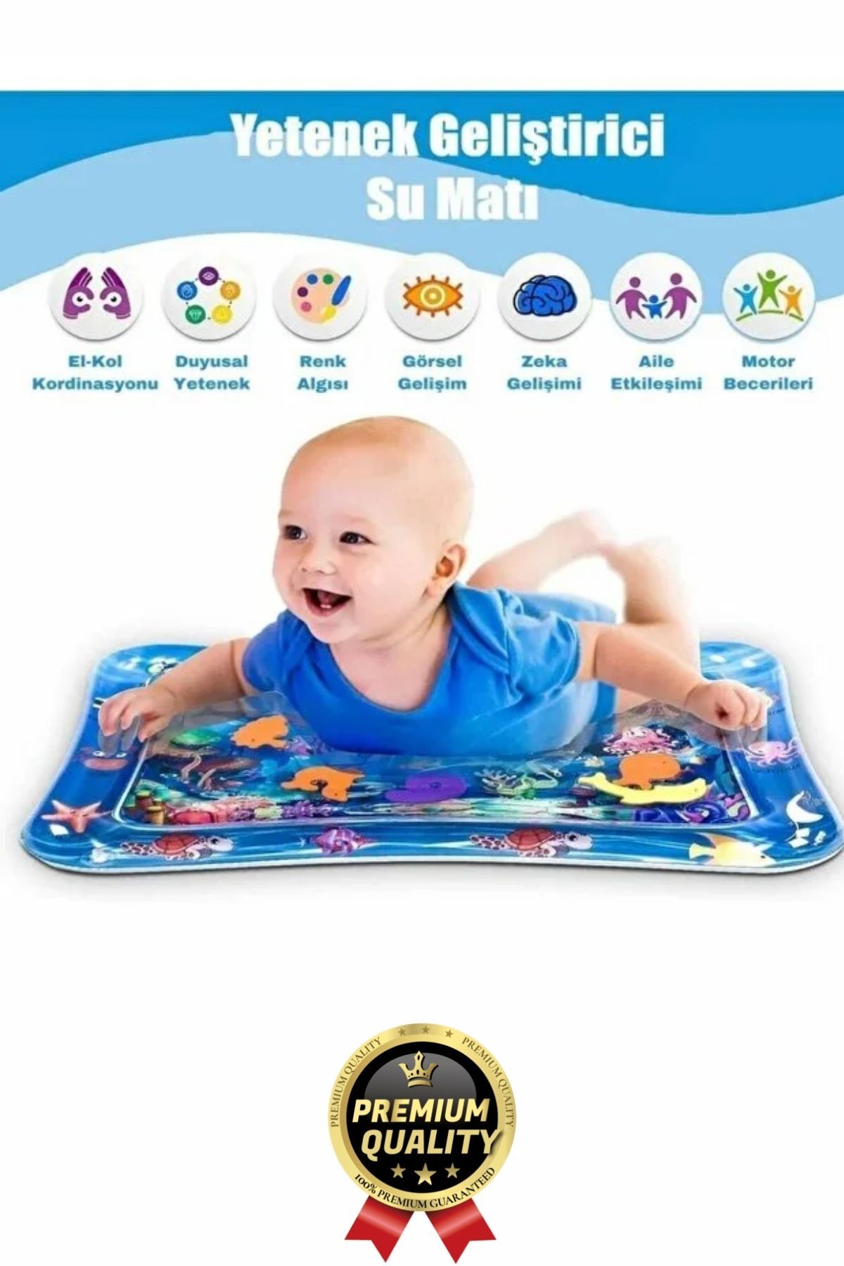 Svein Premium Bebek Oyuncağı Eğlenceli Karın Üstü Aktivite Egzersiz BPA İçermez Emekleme Su Oyun Matı fotoğrafı 2 (önizleme)