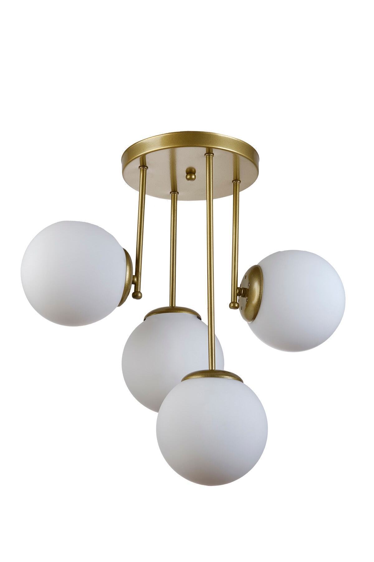 Vanessa Modern Design Living Room Kitchen Bedroom Aged Color White Glass 4-Piece Chandelier