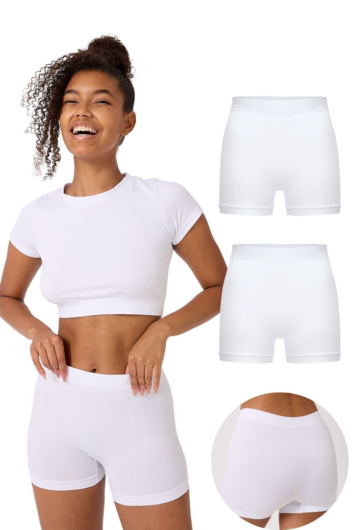 FOREVER MORE 2'li Kadın Dikişsiz Basic Boxer