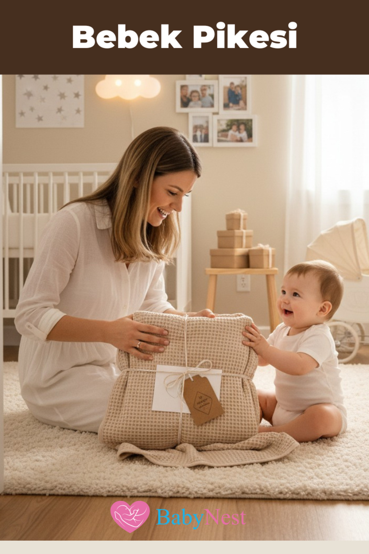 Babynest Bebek Pikesi Sütlü Kahve Renk Yeni 90x90cm fotoğrafı 5 (önizleme)