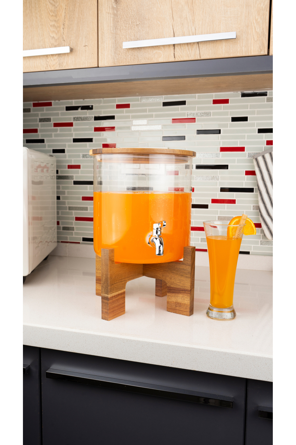 Bambum Fonte Akasya Kapak ve Standlı Cam Sebil 5L