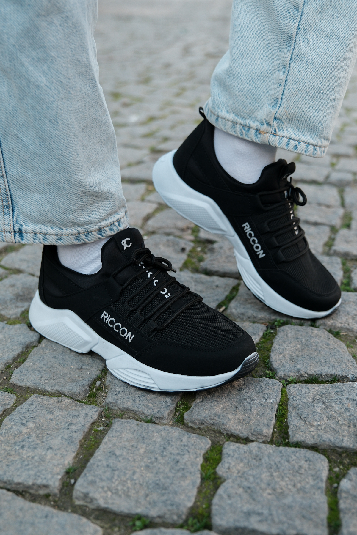 Riccon Unisex Siyah Beyaz Sneaker 0012072 görsel 6