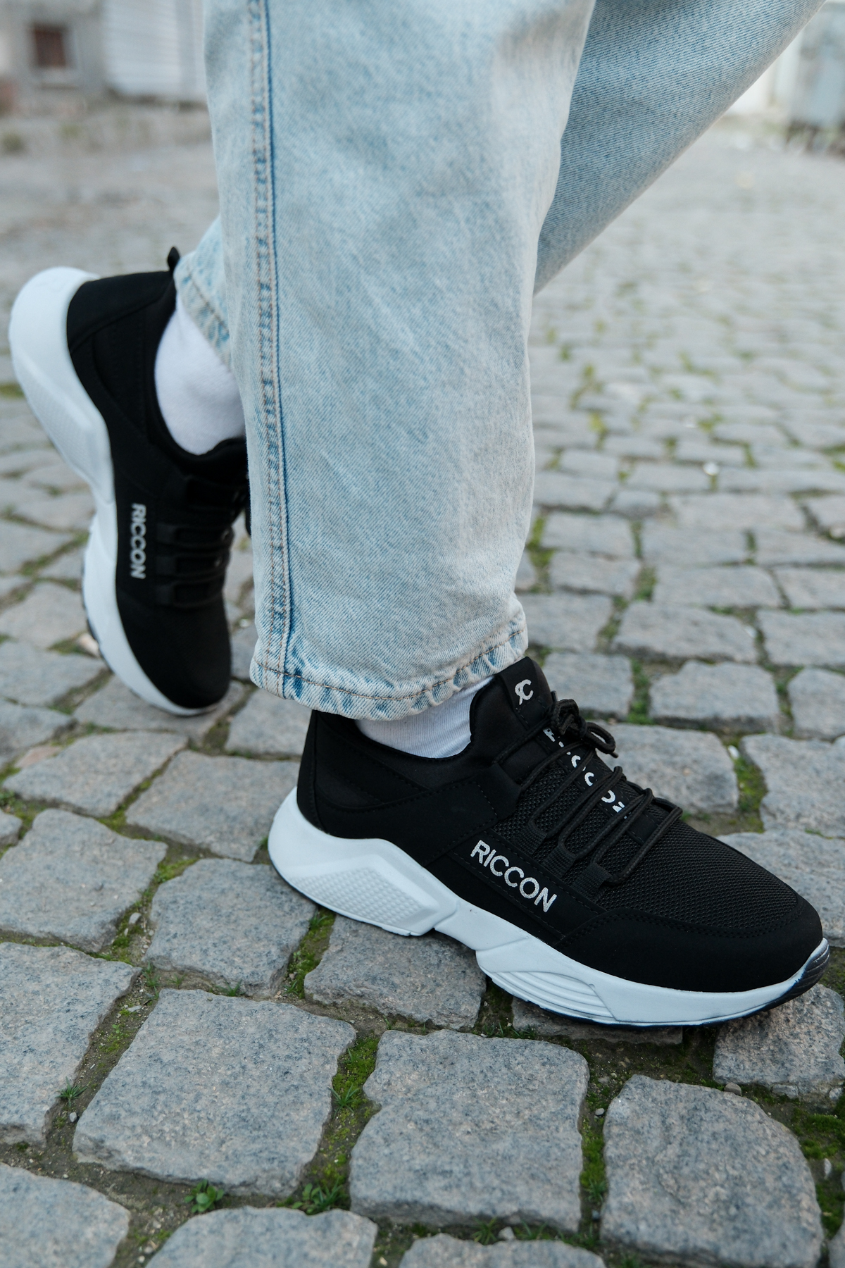 Riccon Unisex Siyah Beyaz Sneaker 0012072 görsel 4