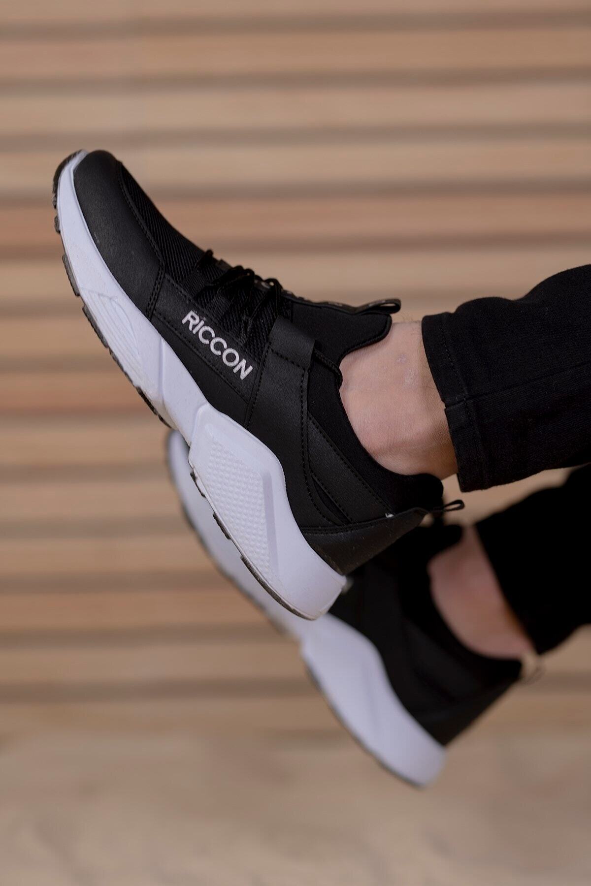Riccon Unisex Siyah Beyaz Sneaker 0012072 görsel 5