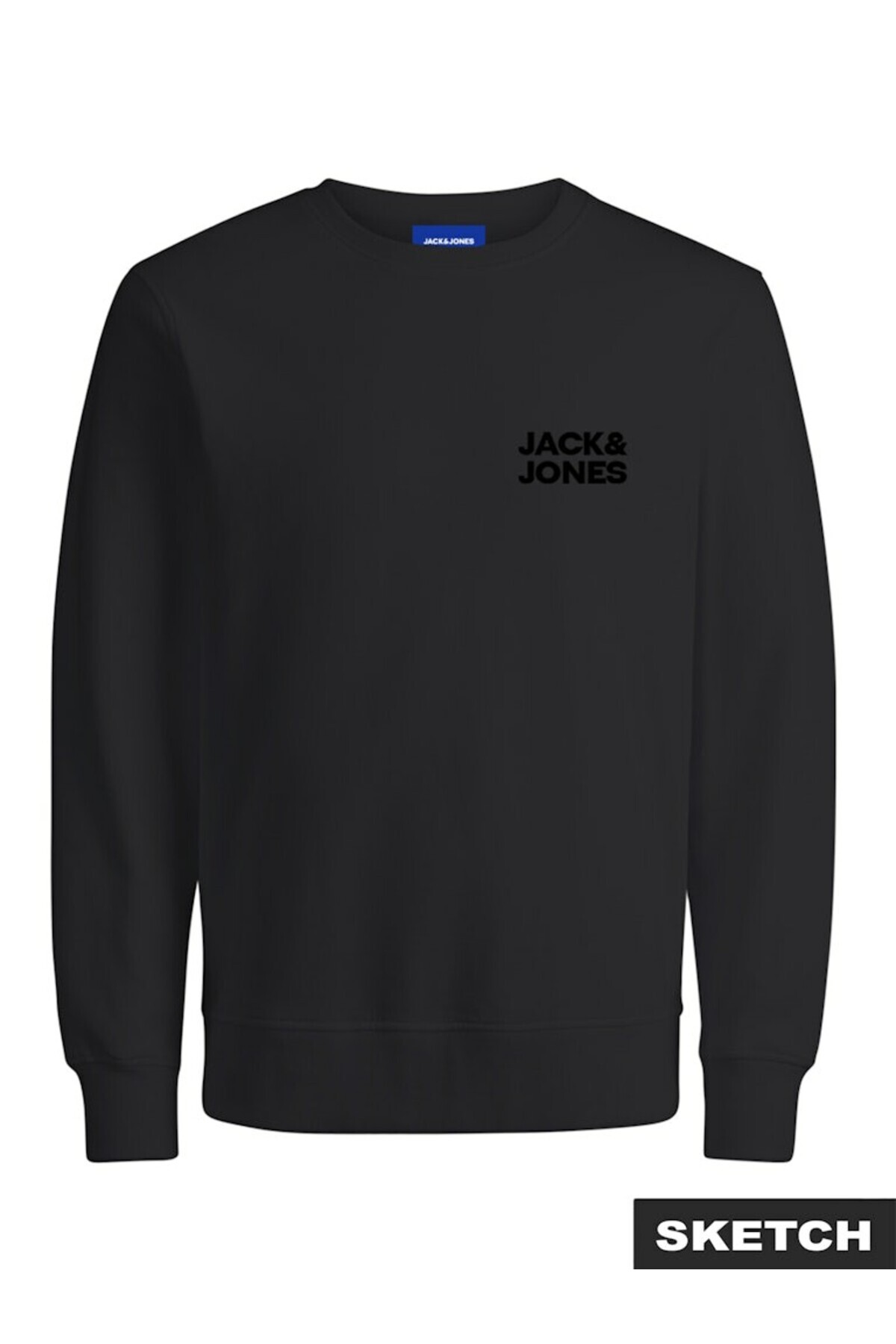 جک اند جونز سویشرت مردانه مشکی Jorlogo Sweat Neck Tr Ss25 12290659-مشکی