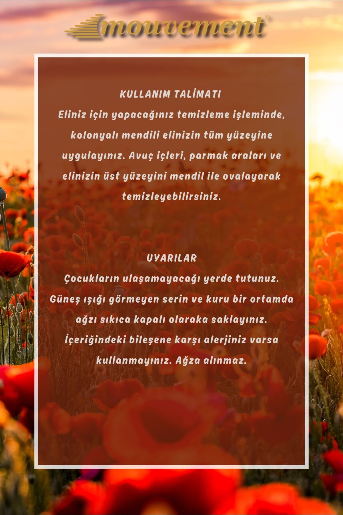 MOUVEMENT Amber Kokulu 500 Adet Kolonyalı Islak Mendil: Egzotik Temizlik fotoğrafı 3 (önizleme)