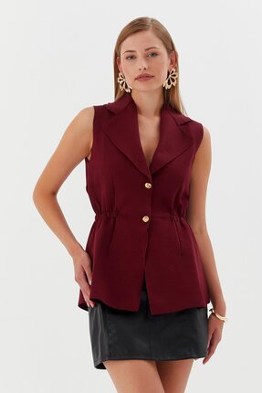 Shopping Shop Beli Lastikli Yelek Bluz BORDO