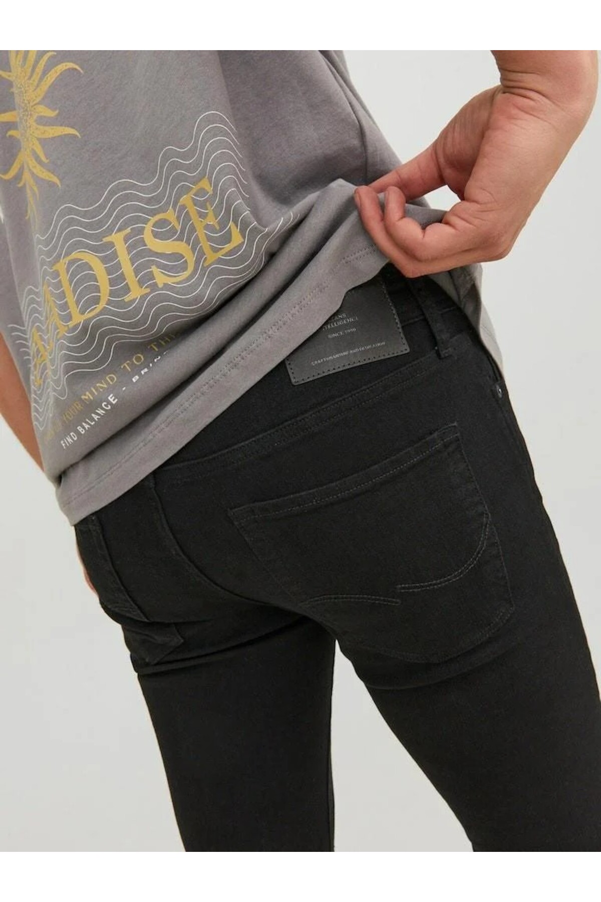 شلوار جین مردانه راسته فاق نرمال | جک اند جونز Jack & Jones 12237365-Black Deni - تصویر 4