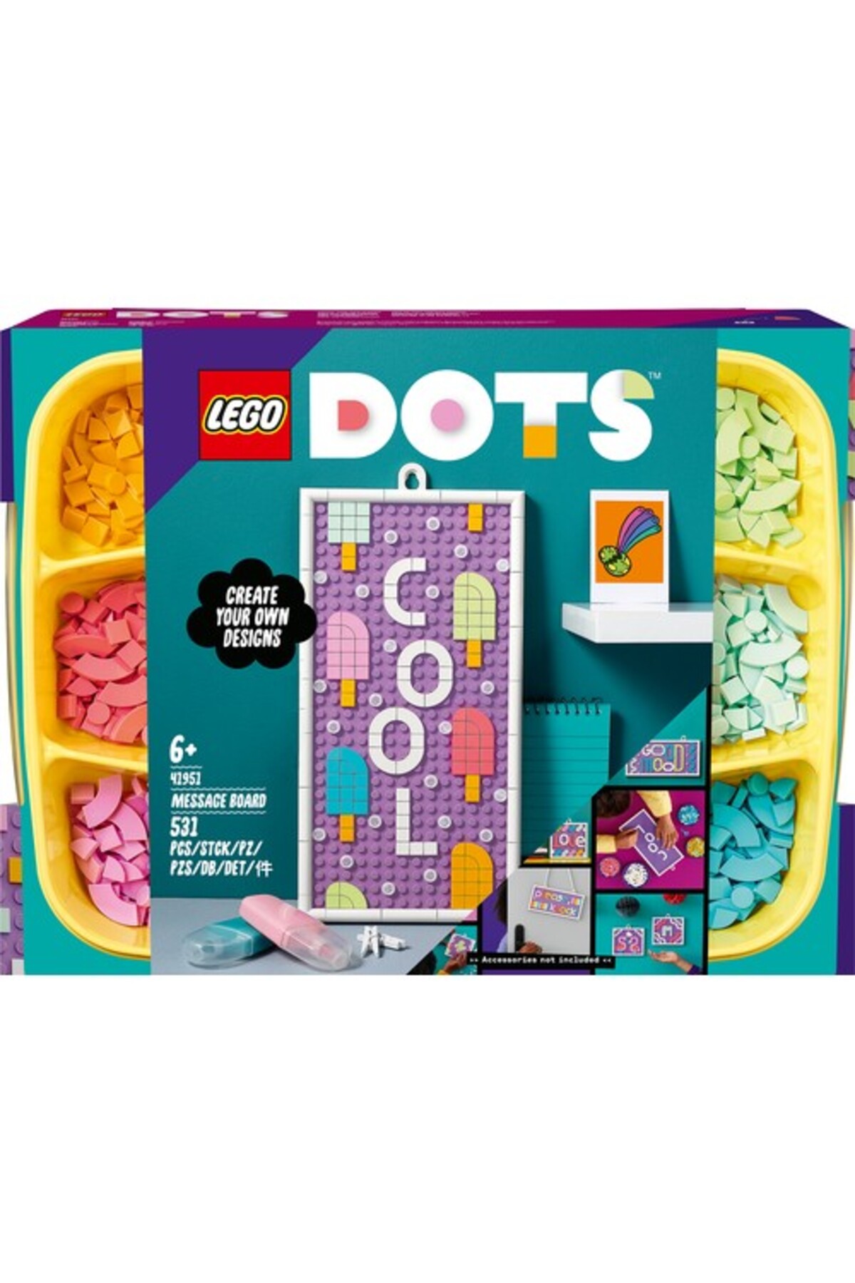 LEGO ® DOTS Mesaj Panosu 41951 - 6 Yaş ve Üzeri Çocuklar için Oyuncak Yapım Seti (531 Parça) fotoğrafı 3 (önizleme)