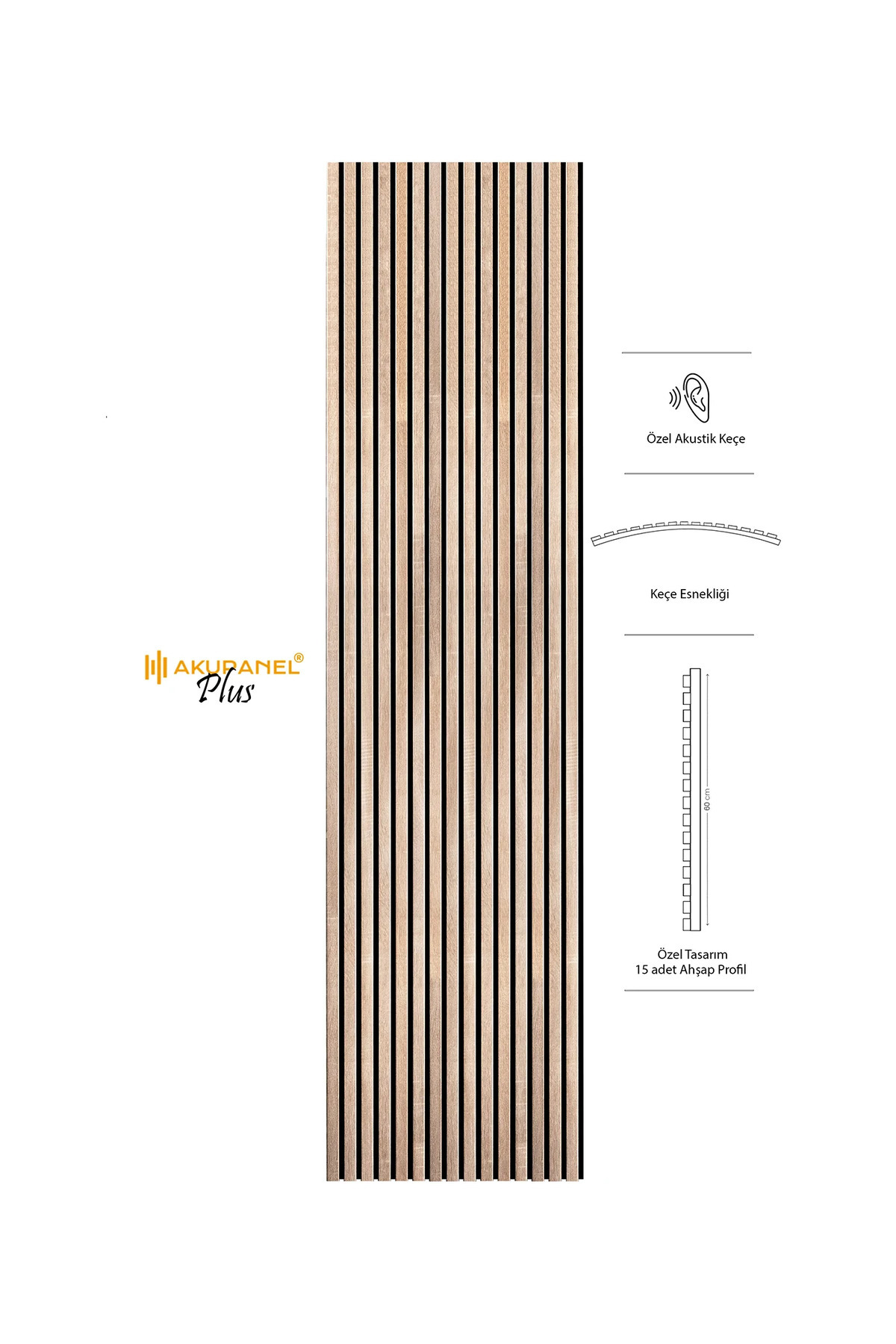 Plus 60x245 Cm Oak Color Acoustic Wood Wall Panel