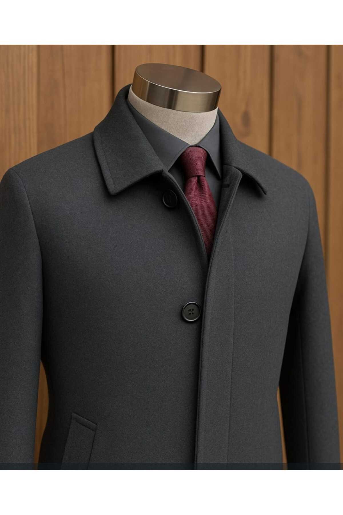 BYBEYEMS GİYİM  BEYEMS GÜNLÜK KLASİK FÜME (GRİ) BATTAL ERKEK PALTO - Görsel 4