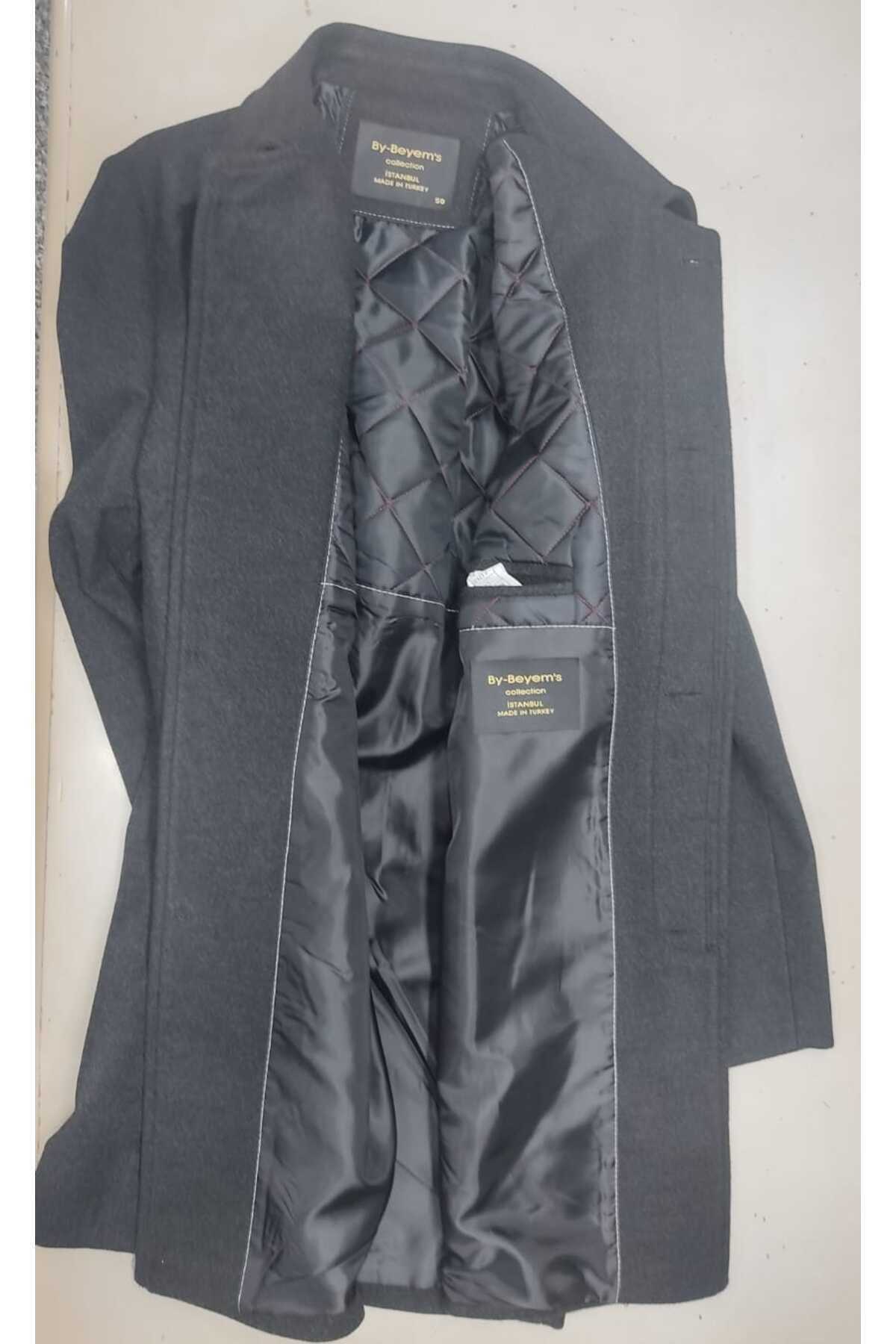 BYBEYEMS GİYİM  BEYEMS GÜNLÜK KLASİK FÜME (GRİ) BATTAL ERKEK PALTO - Görsel 9