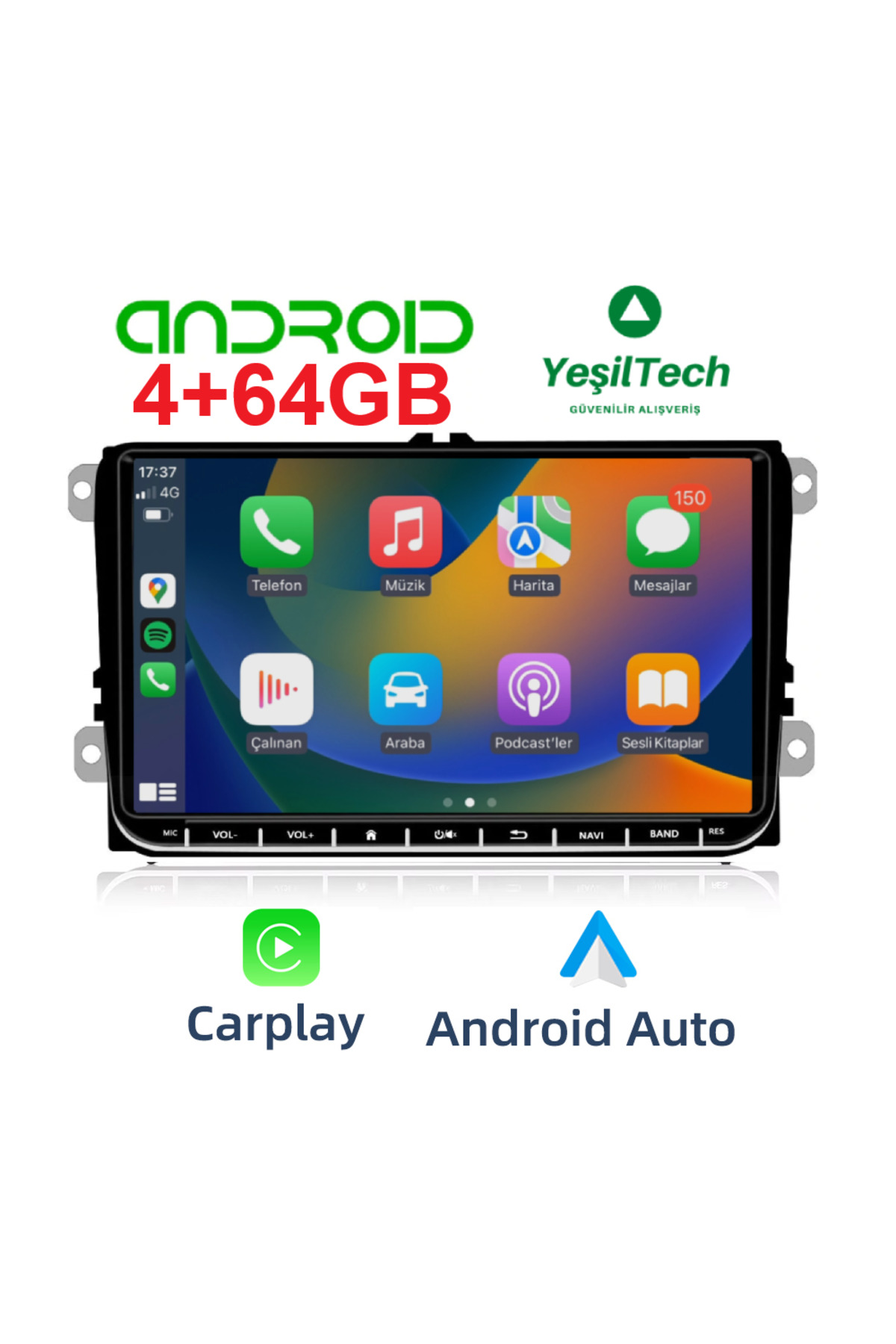 インセルダム EXVOL VOLKSWAGEN ANDROİD MULTİMEDYA 4GB-64GB 9 İNC HD IPS CARPLAY