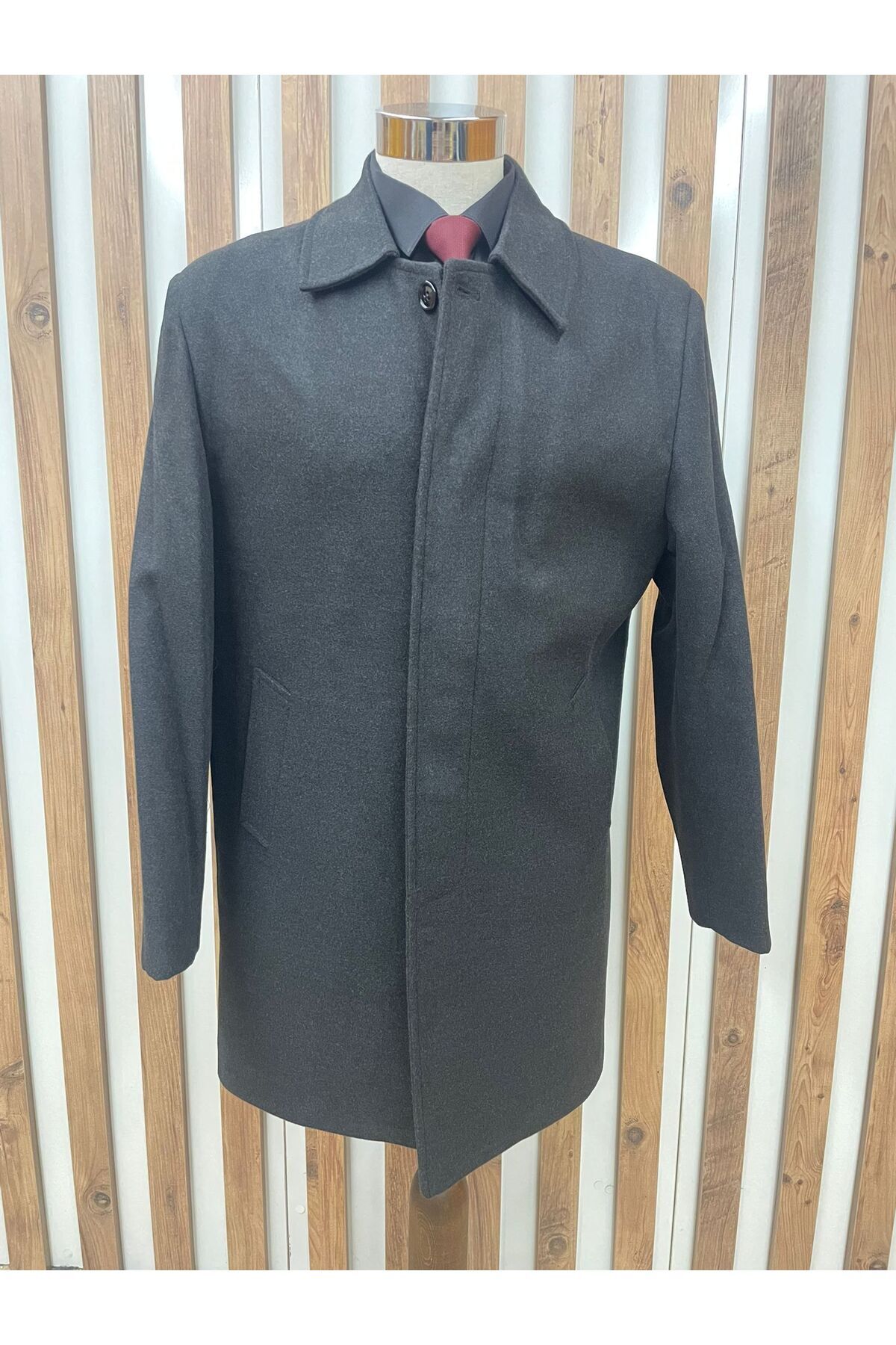 BYBEYEMS GİYİM  BEYEMS GÜNLÜK KLASİK FÜME (GRİ) BATTAL ERKEK PALTO - Görsel 7