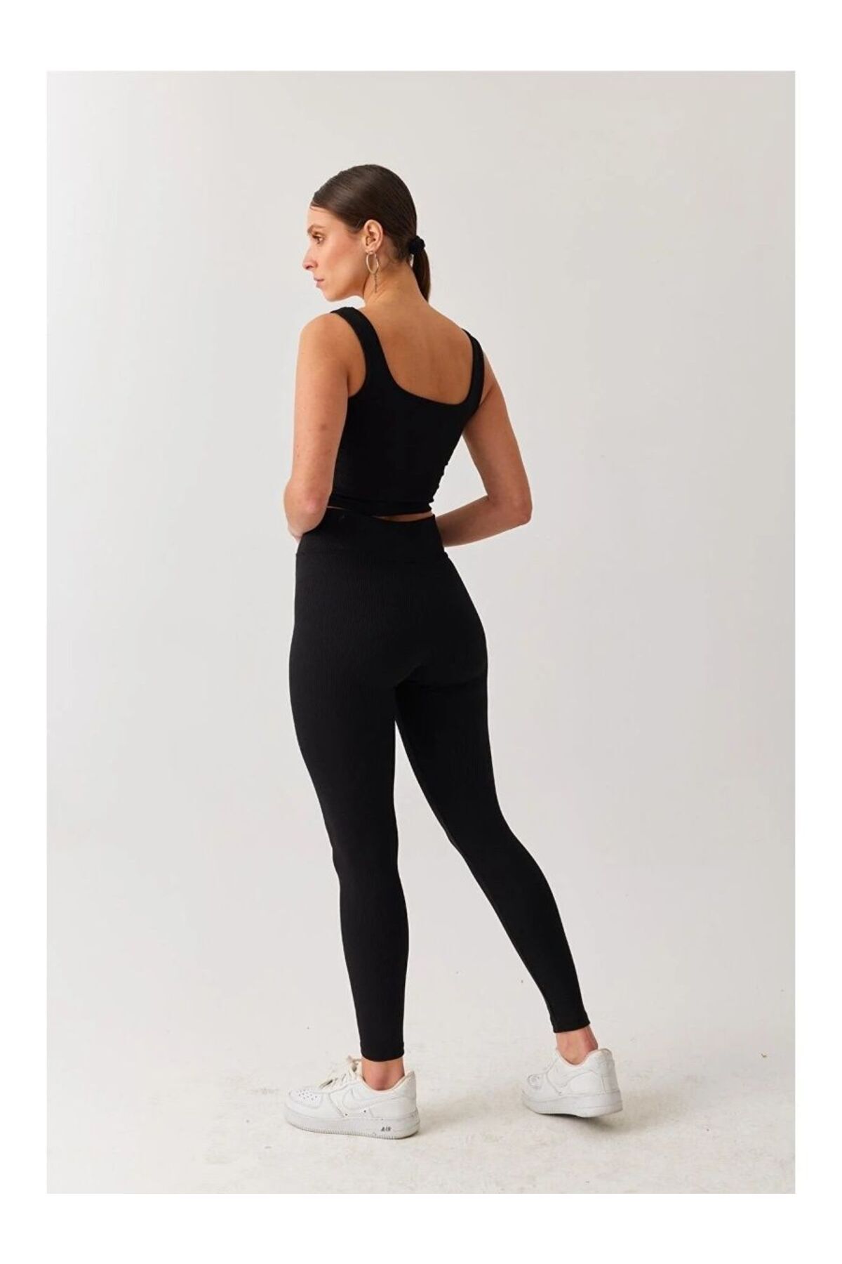 MİSTİRİK Marsala Model Kadın Atlet Örme Seamless Esnek Model Siyah Renk görsel 5