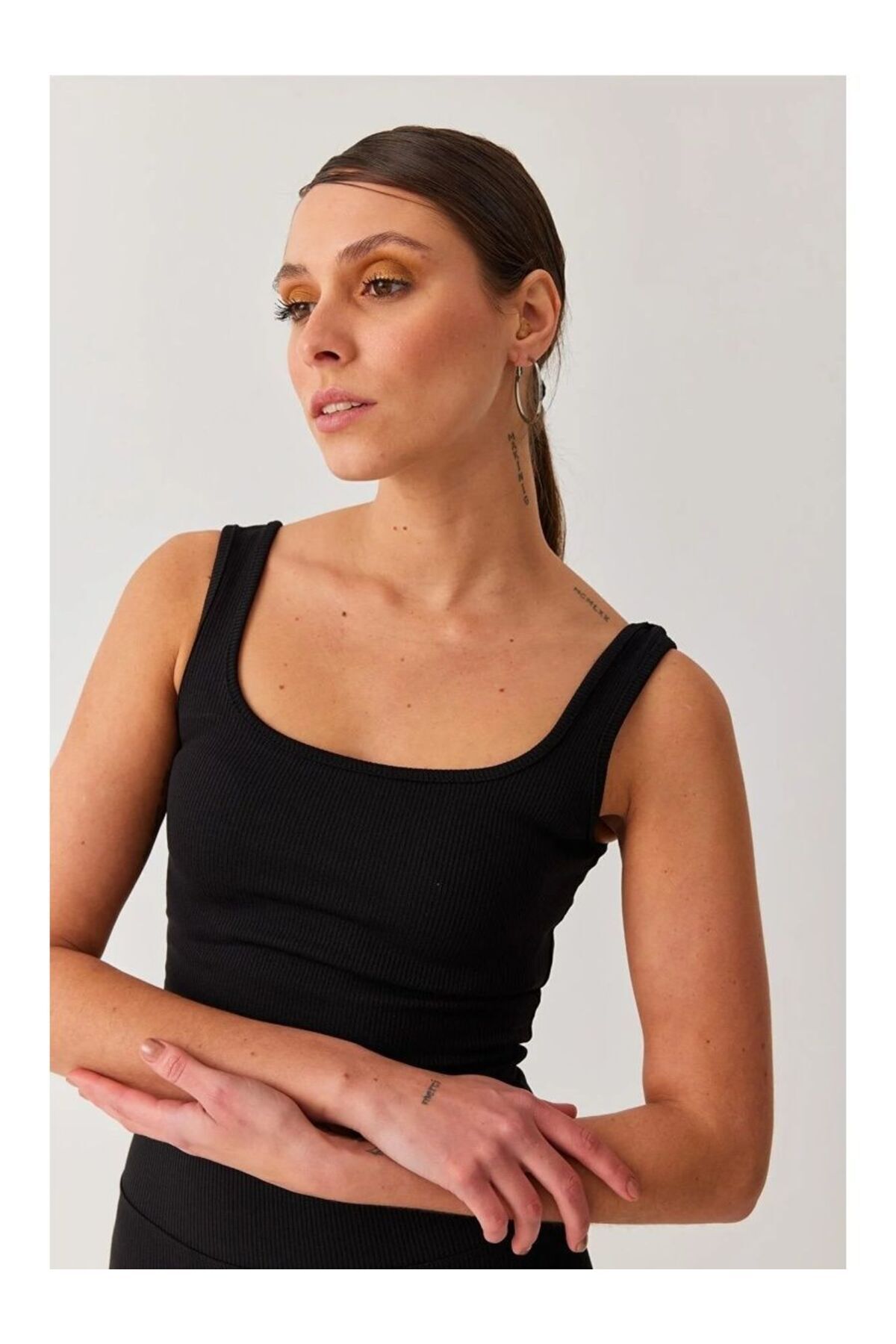 MİSTİRİK Marsala Model Kadın Atlet Örme Seamless Esnek Model Siyah Renk görsel 4