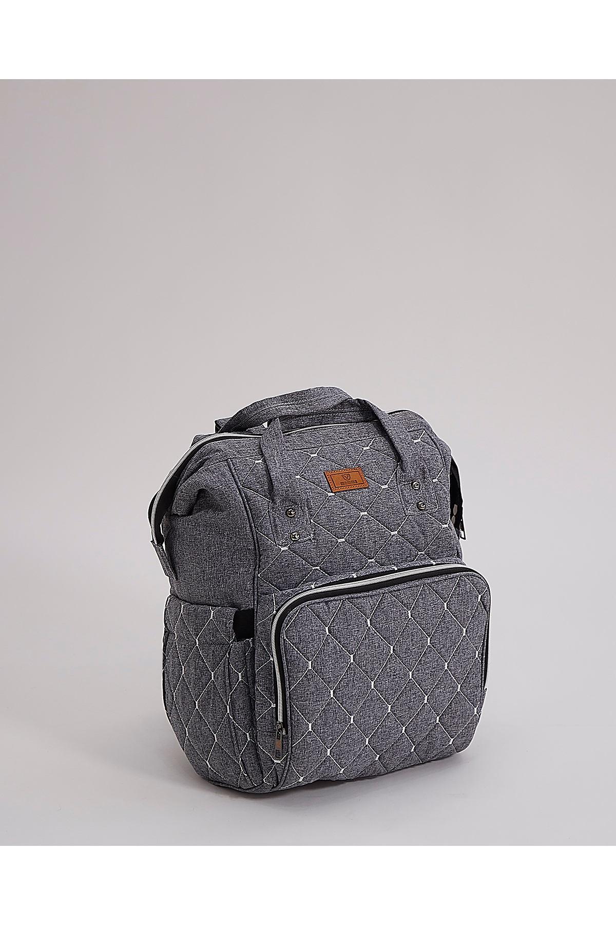 ATS Mamma Premium Anne Bebek Bakım Sırt Çantası Termal Biberonluk Ve Bebek Arabası Askı Aparatı - Gri fotoğrafı 3 (önizleme)