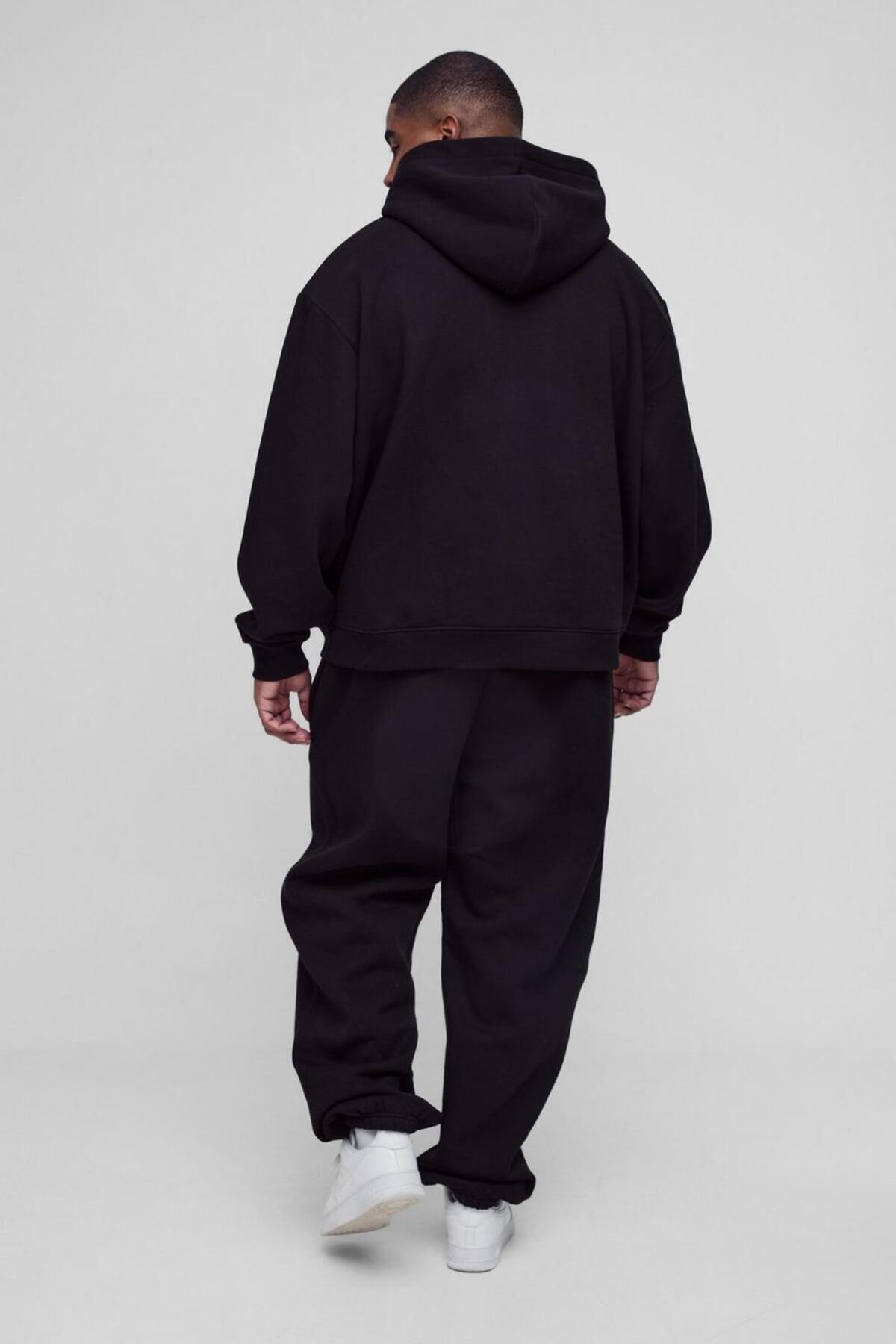 KAWEAR Büyük Beden Battal Beden 3 İplik Oversize Kapşonlu Sweatshirt görsel 3