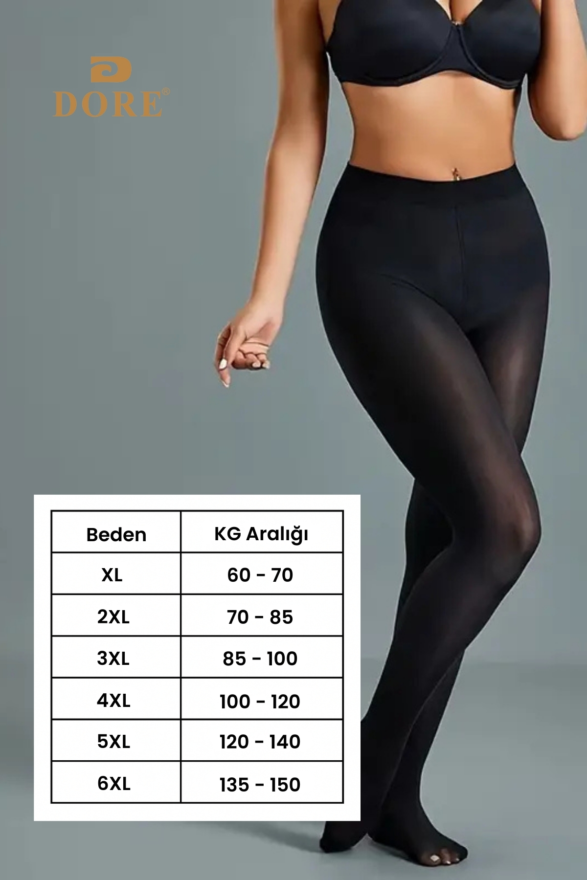 DORE  Orijinal Büyük Beden Ultra Esnek Konfor Modeli 50 Denye Nefes Alan Mikro Örgü Kadın Külotlu Çorap - Görsel 4