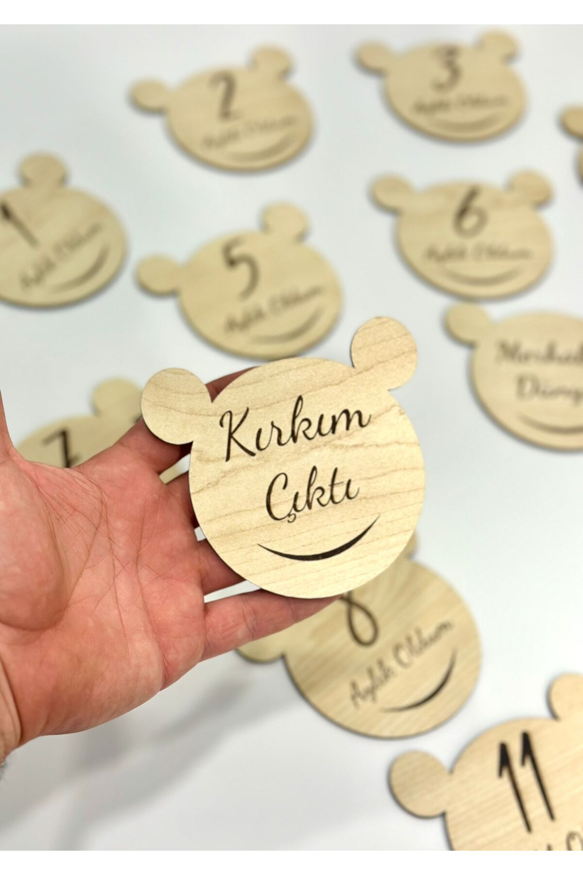 ouzhanya hediyelik Ahşap Bebek Aylık Anı Plakları Bebek Anı Kartları Foto Çekim plakları fotoğrafı 5 (önizleme)