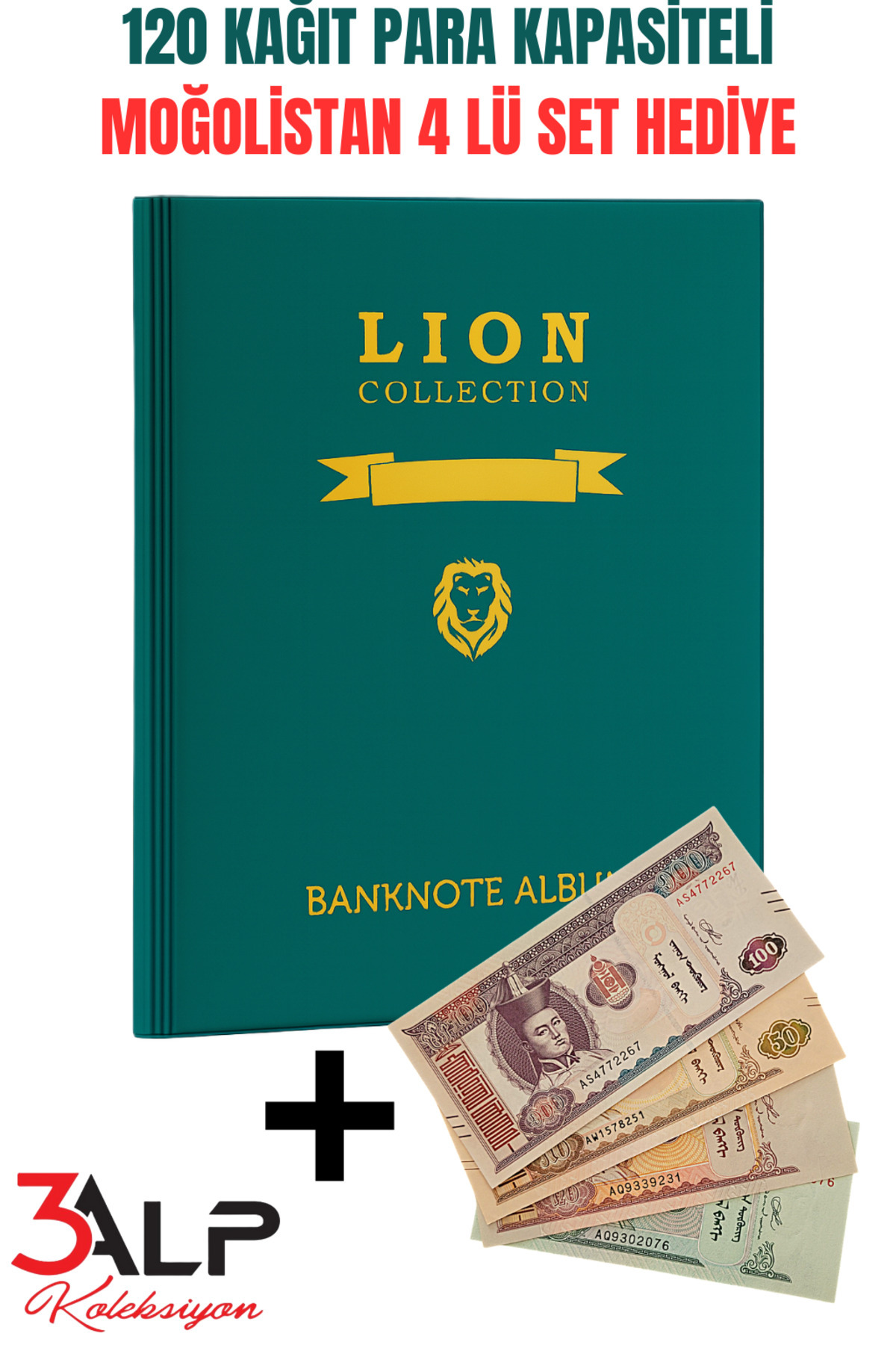 3Alp Koleksiyon Lion Kağıt Para Albümü – Büyük Boy 20 Sayfa 120 Adet Kapasiteli Koleksiyon Albümü - Hediyeli