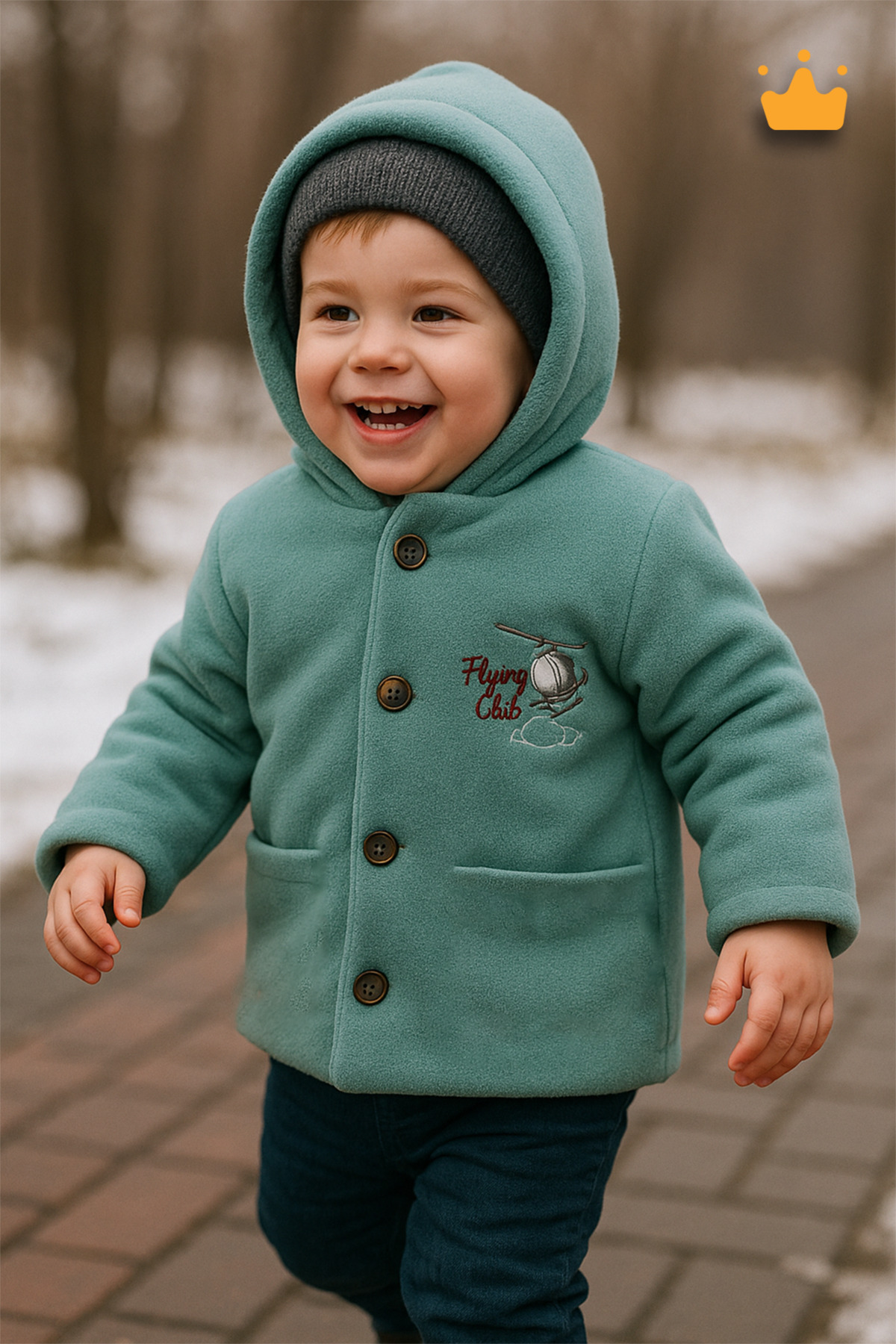 Babydola 0-2 Yaş 2.5 Tog Pamuk Astarlı Polar Kapşonlu Erkek Bebek Çocuk Kaban Mint 12522 fotoğrafı 6 (önizleme)