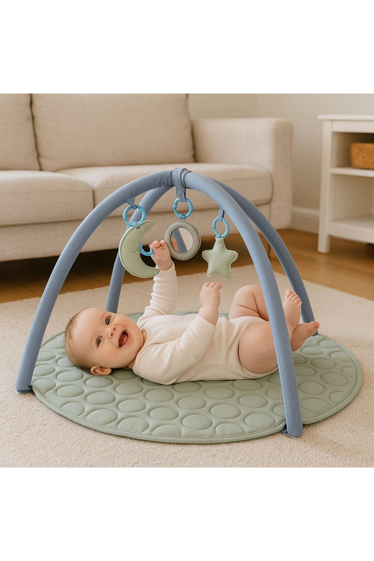ATLAS BABY&CHILD Softella Konforlu Ortopedik Bebek Oyun Halısı Aktivite Minderi Askılı Oyuncaklı Gelişim Minderi