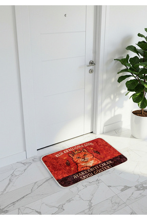 Allin Kapı Önü Paspas - Kedili Mizahi Paspas - Dekoratif Paspas