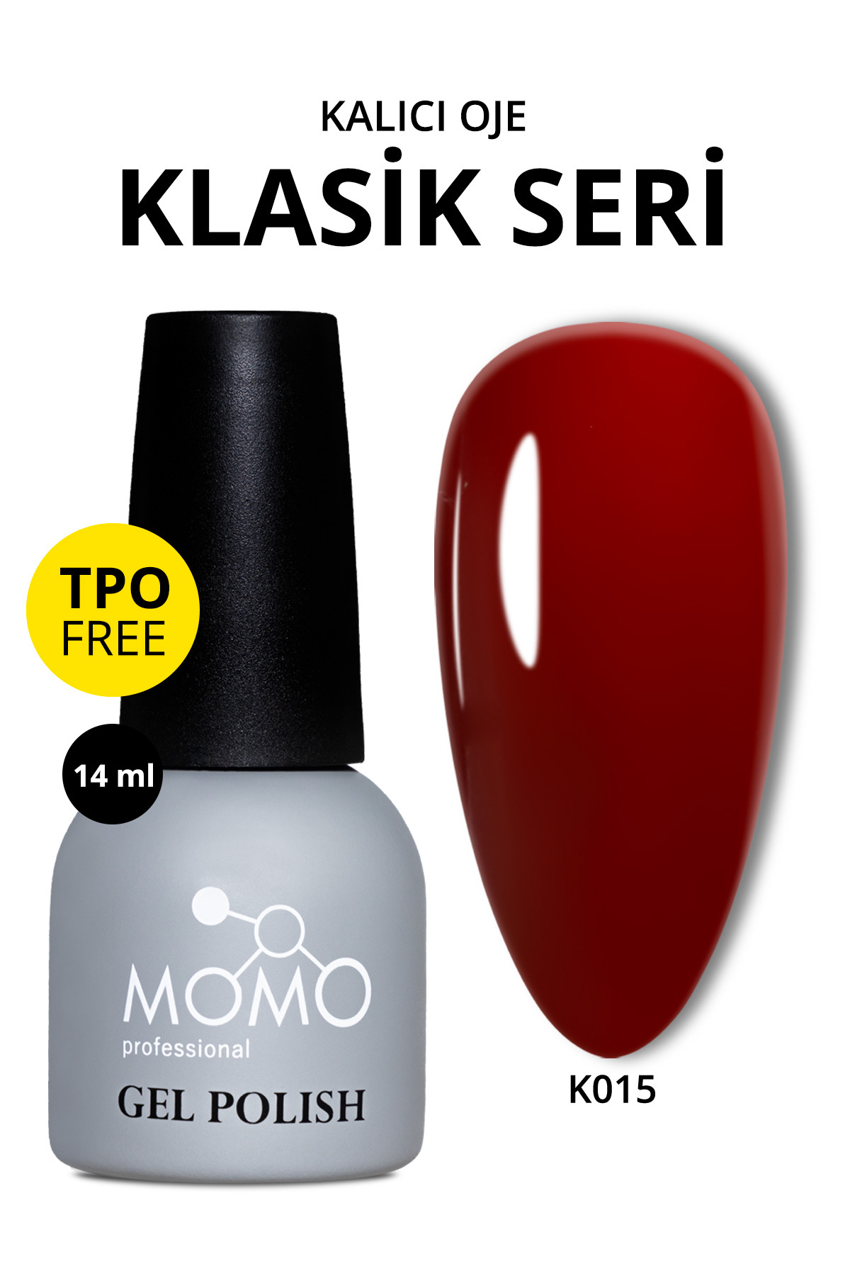 MOMO professional Kalıcı Oje K015, Bordo, 14 ml, TPO- FREE
