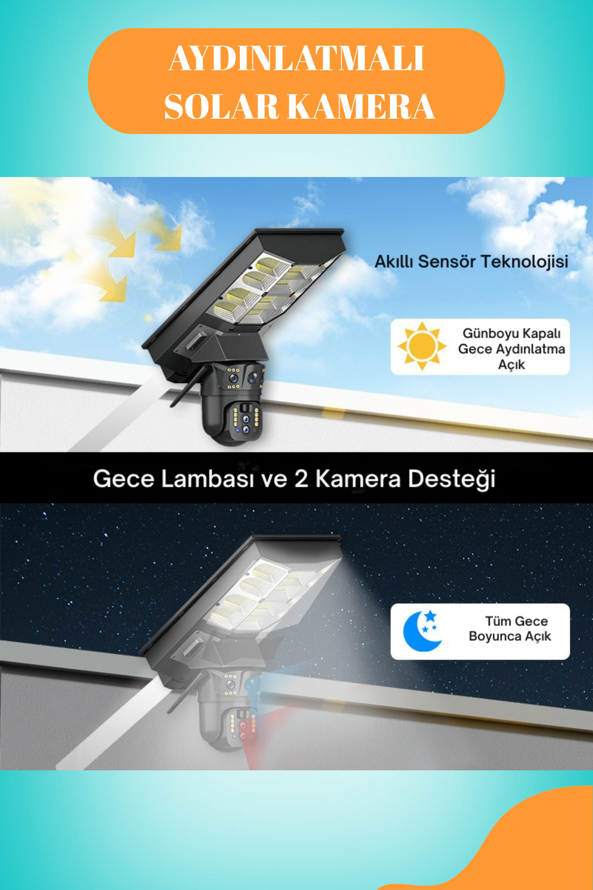 Venas 6MP FullHD Sokak aydınlatmalı 20.000 Mah bataryalı Solar Panelli Hareket sensörlü Projektör kamera fotoğrafı 4 (önizleme)