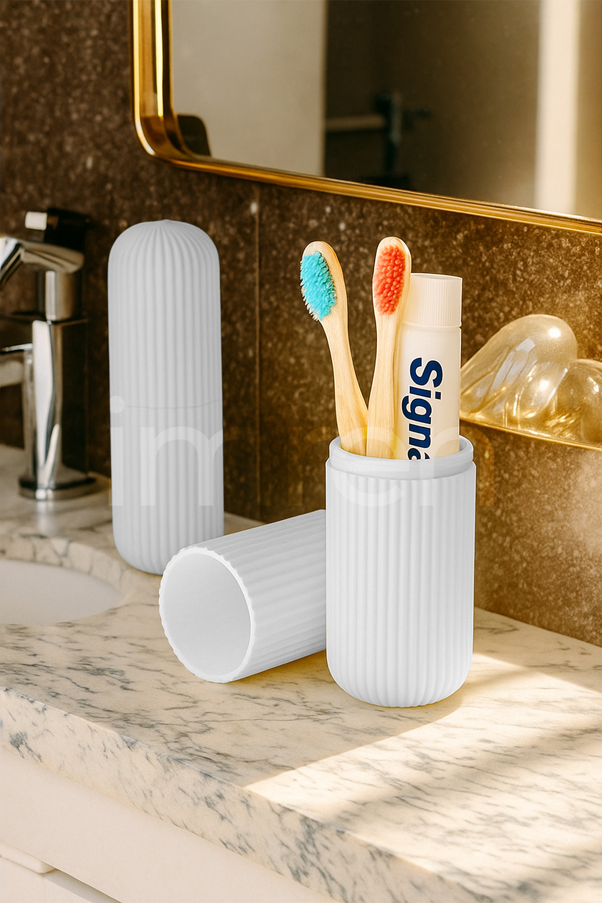 BERYA HOME BEYAZ - Seyehat Tipi Aksesuar Taşıma Ve Saklama Kabı, Diş Fırçası Saklama Kutusu, Seyahat Kutusu