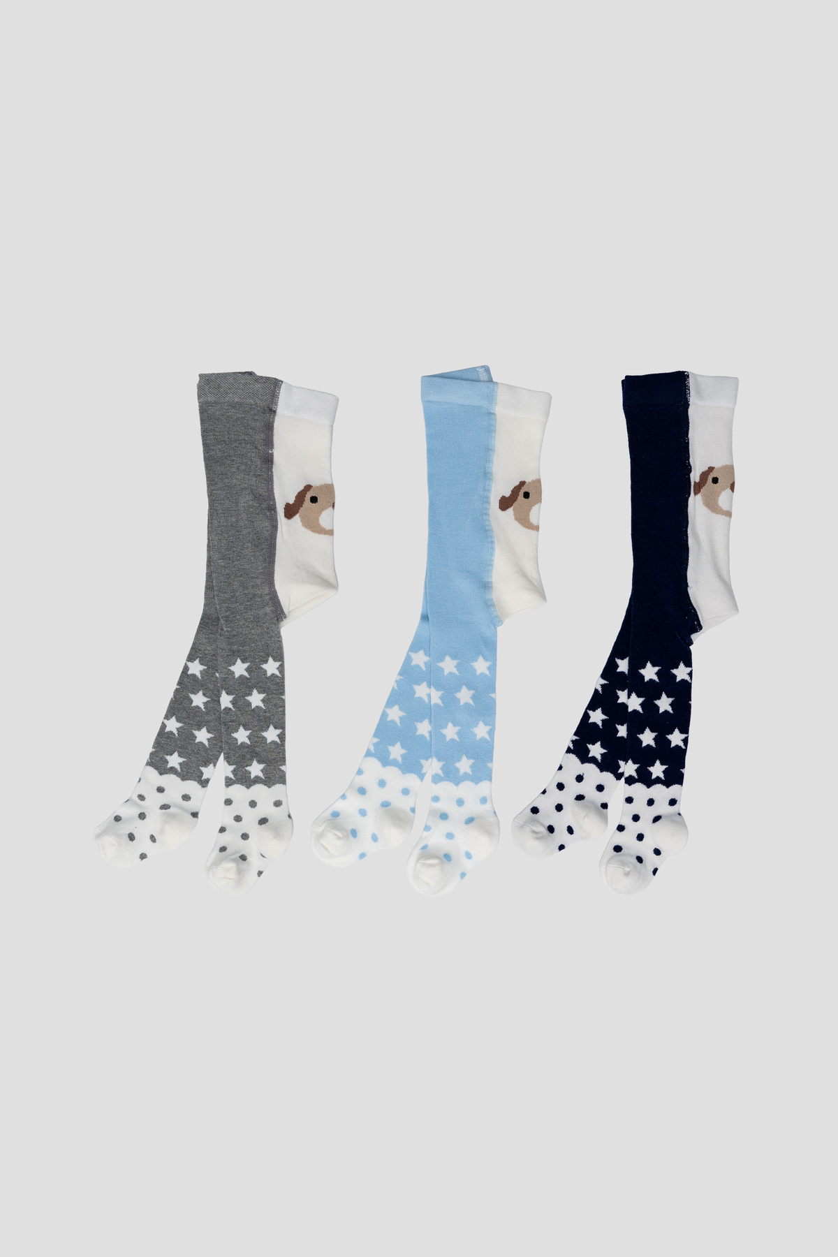 Defne Baby 3 Adet Yıldız Desenli Pamuklu Erkek Bebek ve Çocuk Külotlu Çorap fotoğrafı 2 (önizleme)
