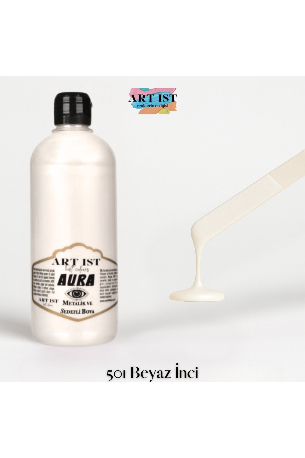 ART IST Tombul Aura Sedefli Ve Vernikli Metalik Boya 500ml - Beyaz Inci