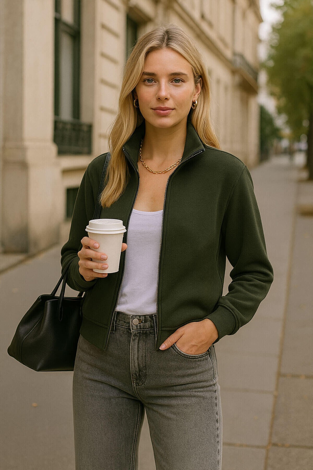 Women's Zippered Fleece Sweatshirt
