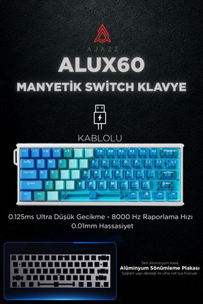 Ajazz Alux60 Manyetik Switch Klavye- Full Alüminyum Gövde Ve Konumlama Plakas...