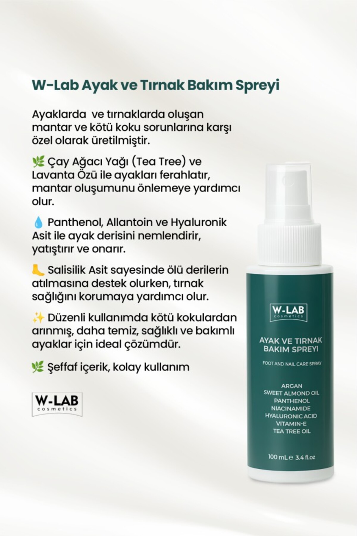 Ayak, Tırnak Mantarı, Kaşıntı Ve Koku Önleyici Bakım Spreyi 100 Ml — WLAB-U-339 — تصویر 4 از 4