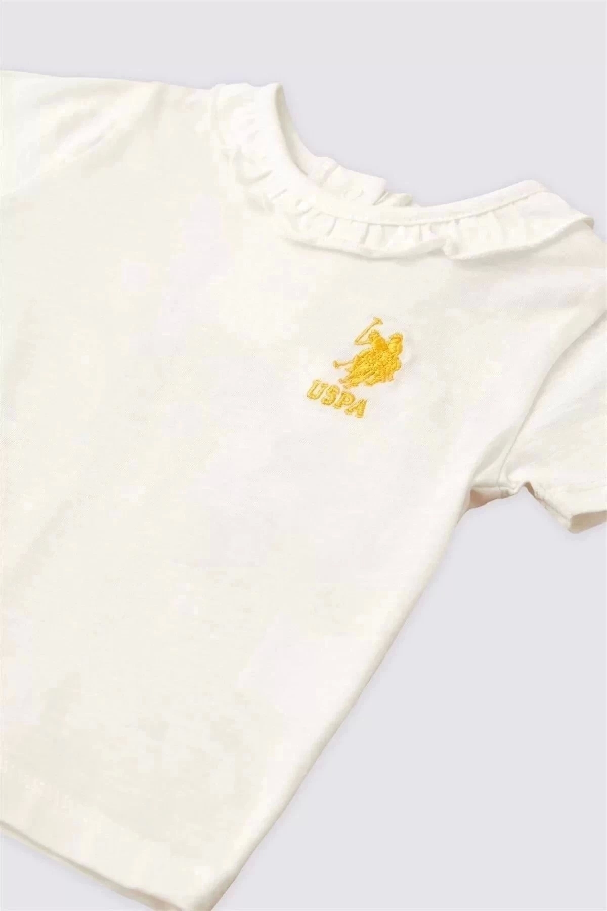 U.S. Polo Assn. Kız Bebek 2 Lı Kısa Kol T-shırt Takım - Krem fotoğrafı 2 (önizleme)