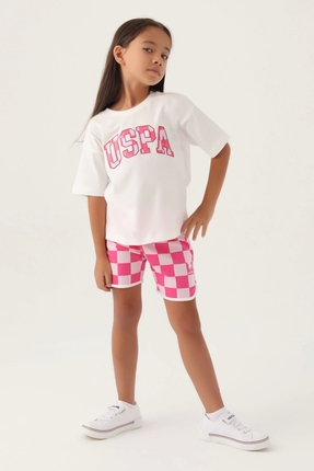 U.S. Polo Assn. Kız Çocuk Şort Takım - Krem