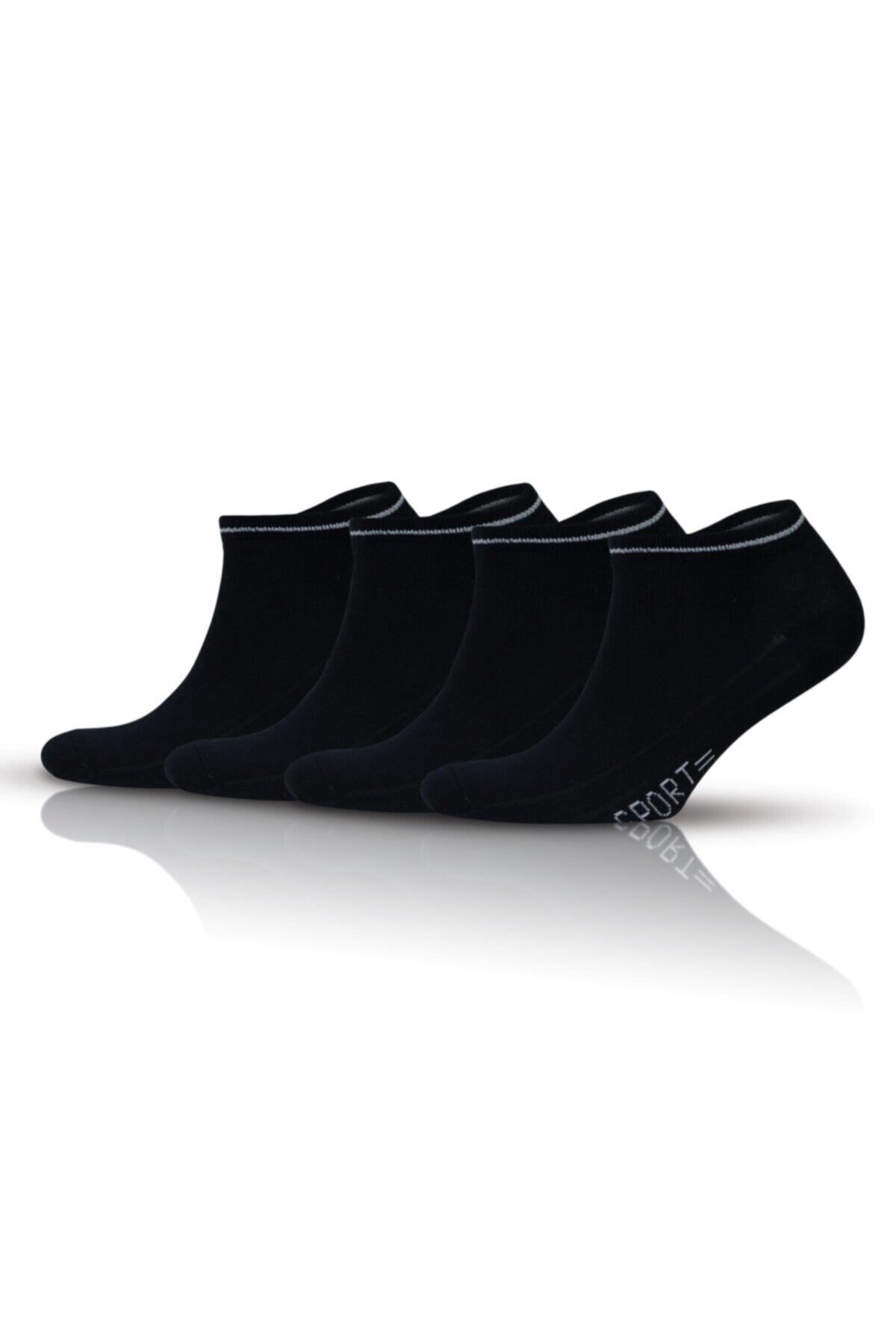 4-Pack Cotton Black Soft Elastane Sports Ankle Size Women Booties Socks 2124