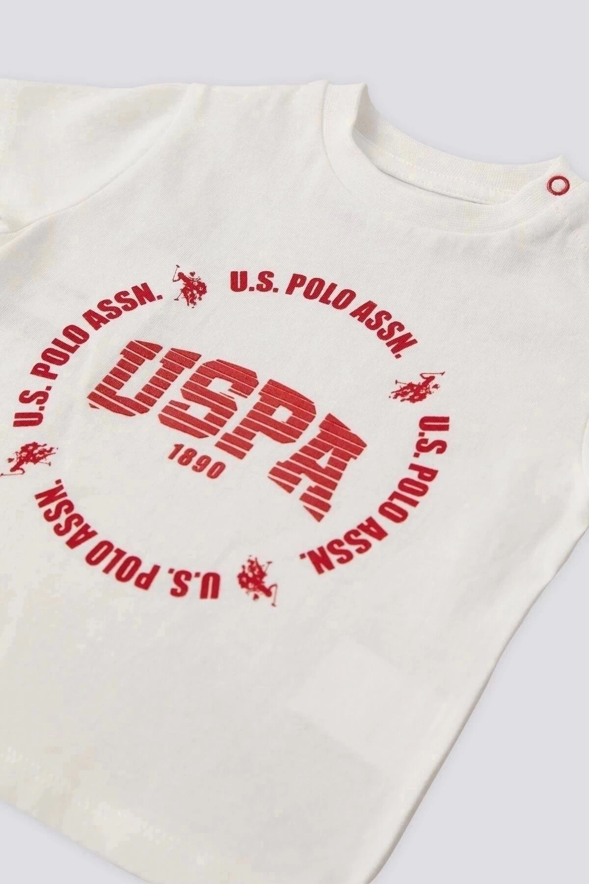 U.S. Polo Assn. Erkek Bebek 2 Lı Kısa Kol T-shırt Takım - Krem fotoğrafı 2 (önizleme)