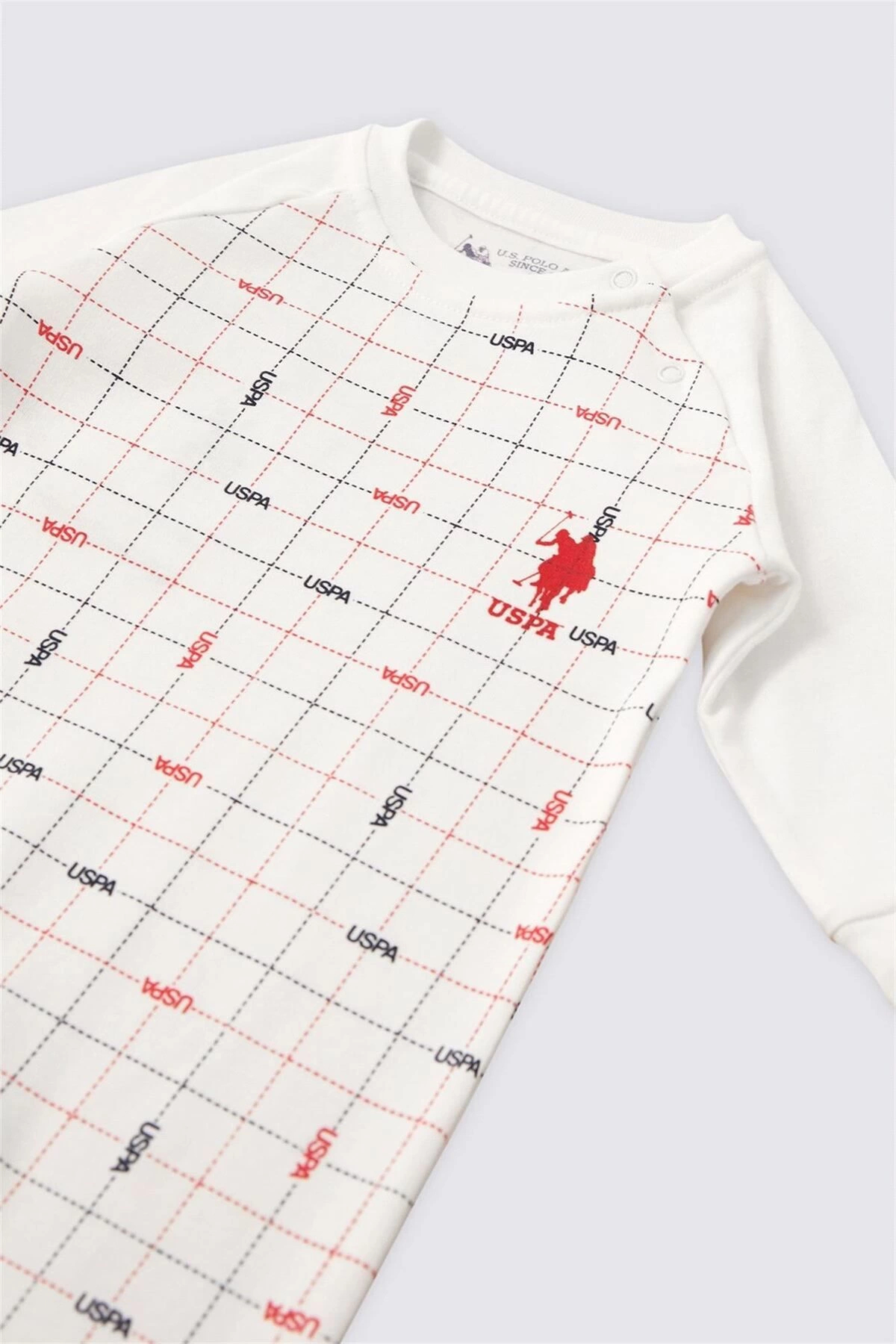 U.S. Polo Assn. U.S. Polo Assn. Erkek Bebek Kare Desenli Patiksiz Tulum Krem USB1815 fotoğrafı 2 (önizleme)