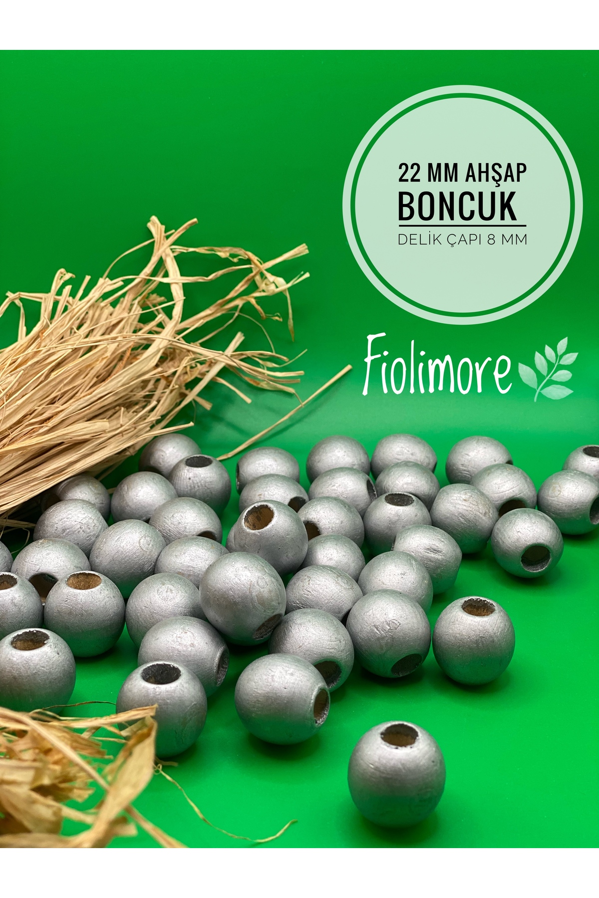 22mm Silver Grey Wooden Beads (50g 13Pcs)Wide Hole Diameter 8mm Macrame Bag Bracelet Jewelry Colorful