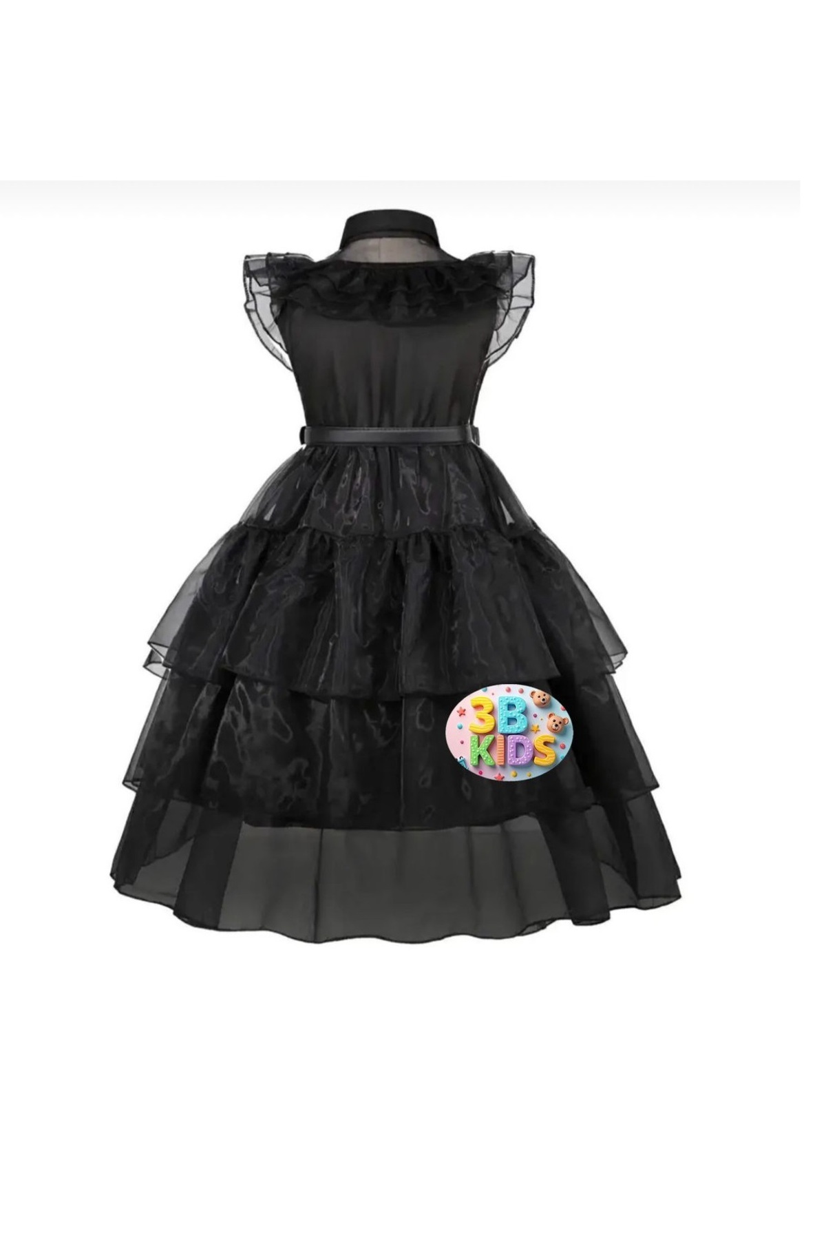 3b kids ışıklı wednesday kostüm elbise + çanta +el +tü eldiven +kemer parti doğum günü seti fotoğrafı 4 (önizleme)