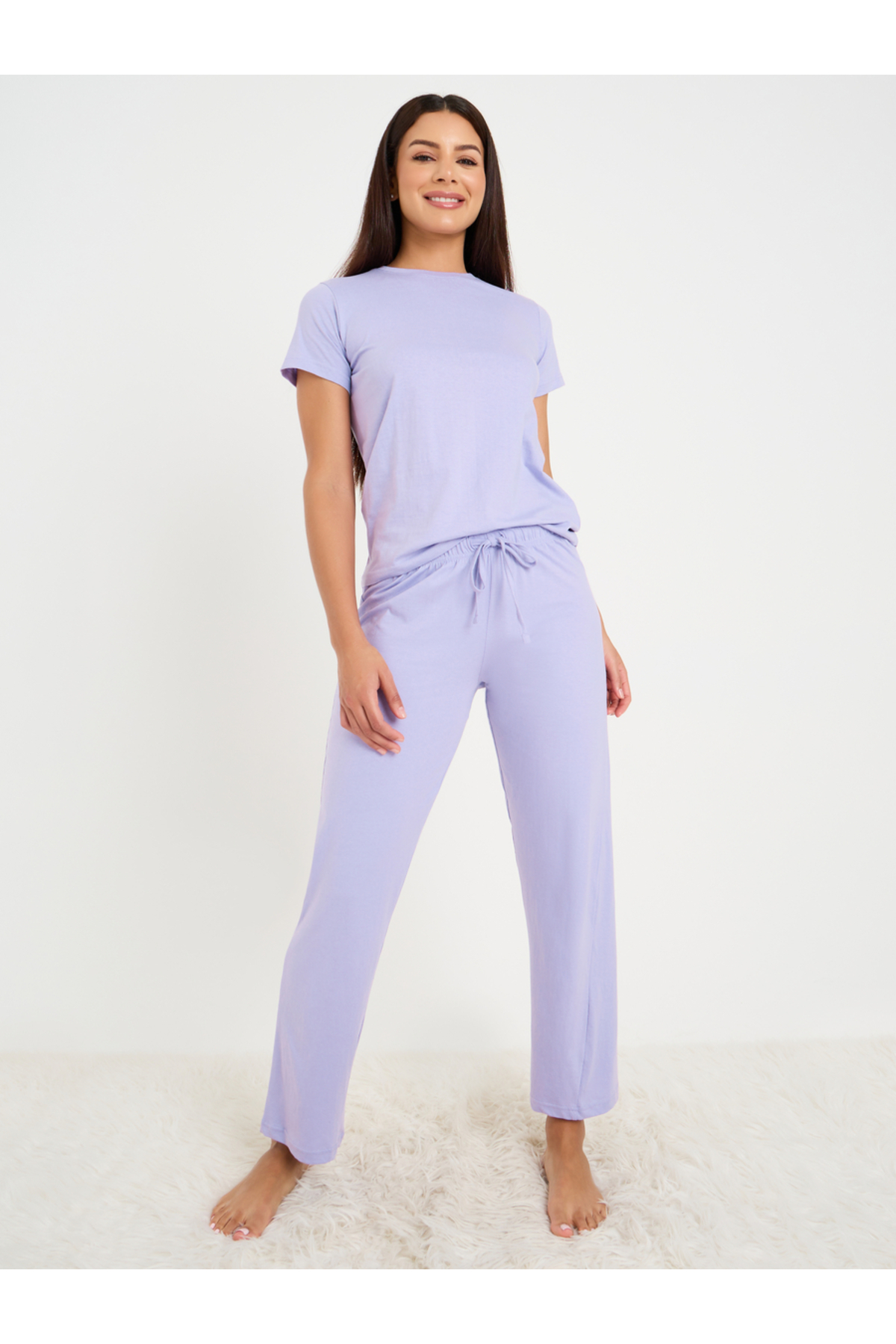 Styli Solid Cotton T-Shirt and Pyjama Set