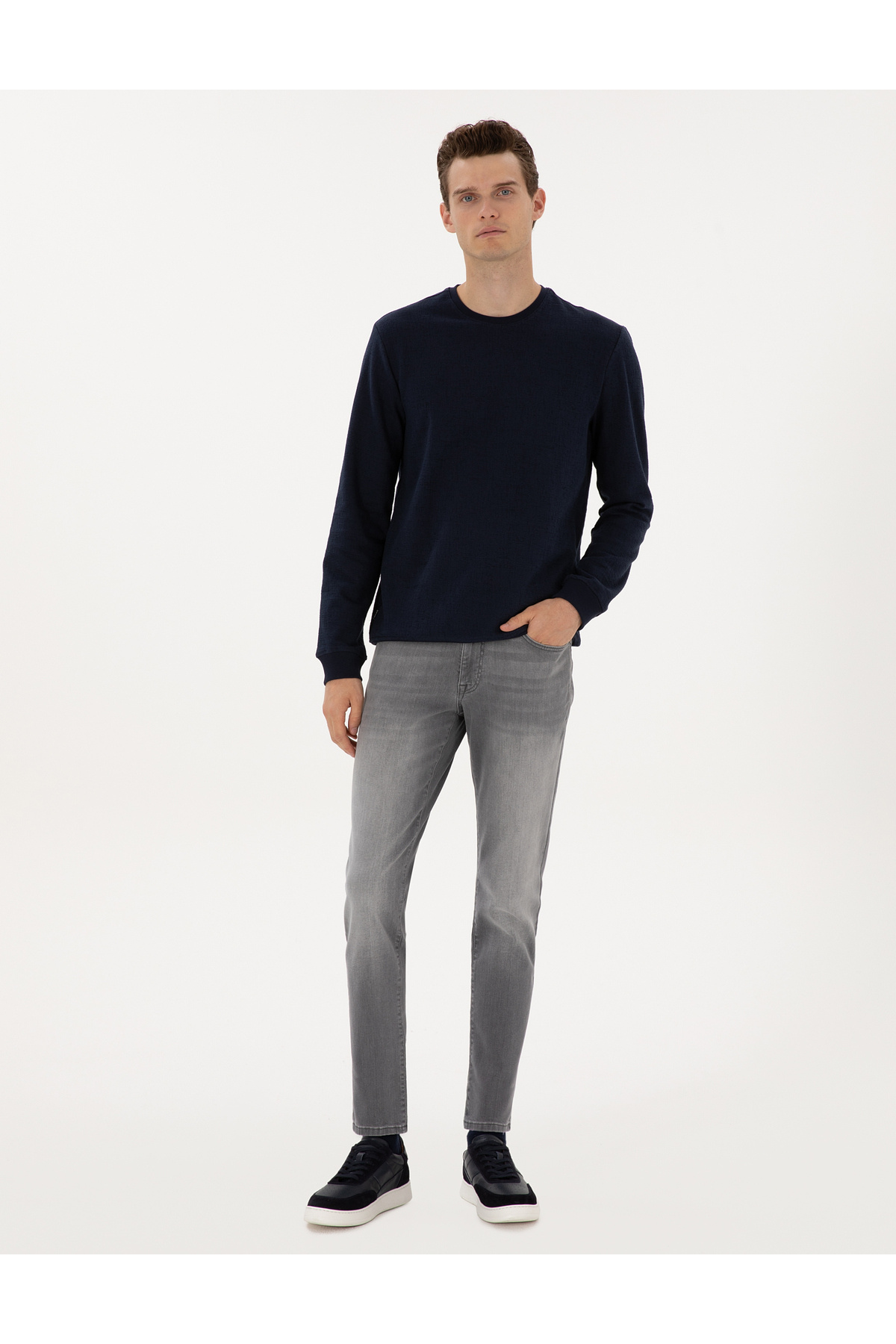 پیر کاردین شلوار جین Slim Fit خاکستری 50315827-VR024