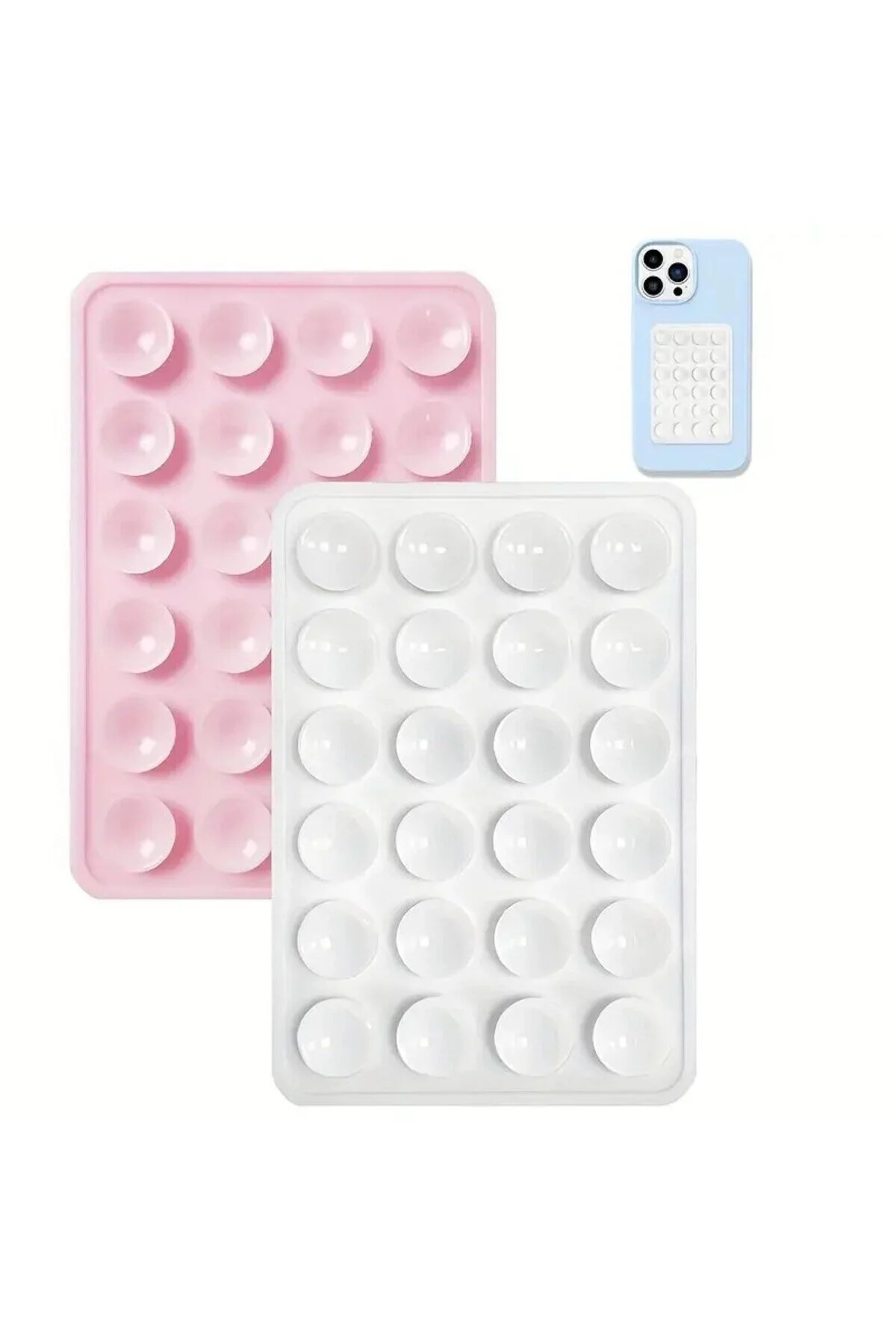 techtrend Silikon Vantuzlu Telefon Tutacağı Vantuzlu 1 Paket Yapışkanlı Cep Telefonu Tutucu 2 Renk