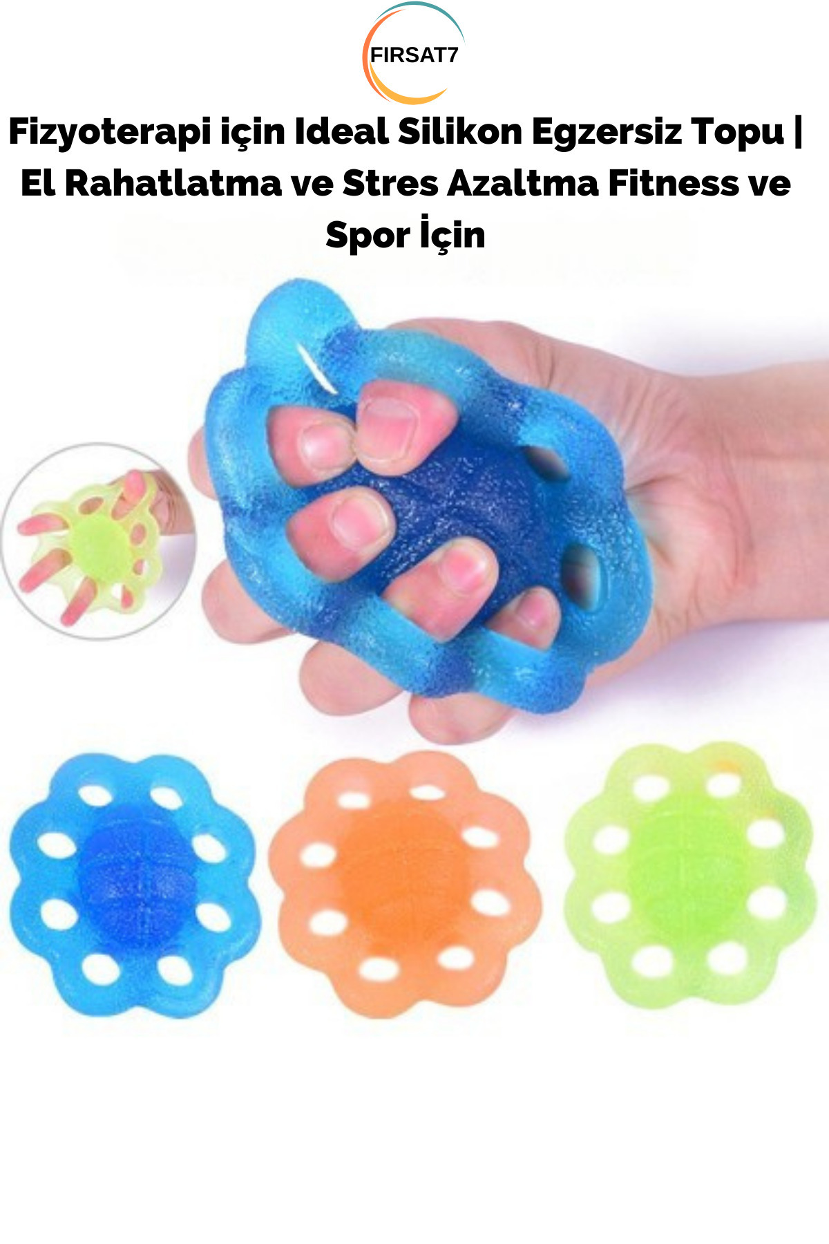 Fırsat7 El Egzersizi Kavrama Güçlendirici Sıkma Ve Esneme Parmak Uzatma Fizyoterapi Fitness ve Spor Silikon