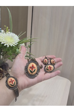 HAZEM En Güzel Sevgililer Günü Hediyesi- El Yapımı Takı Seti – Kolye, Küpe, Y...